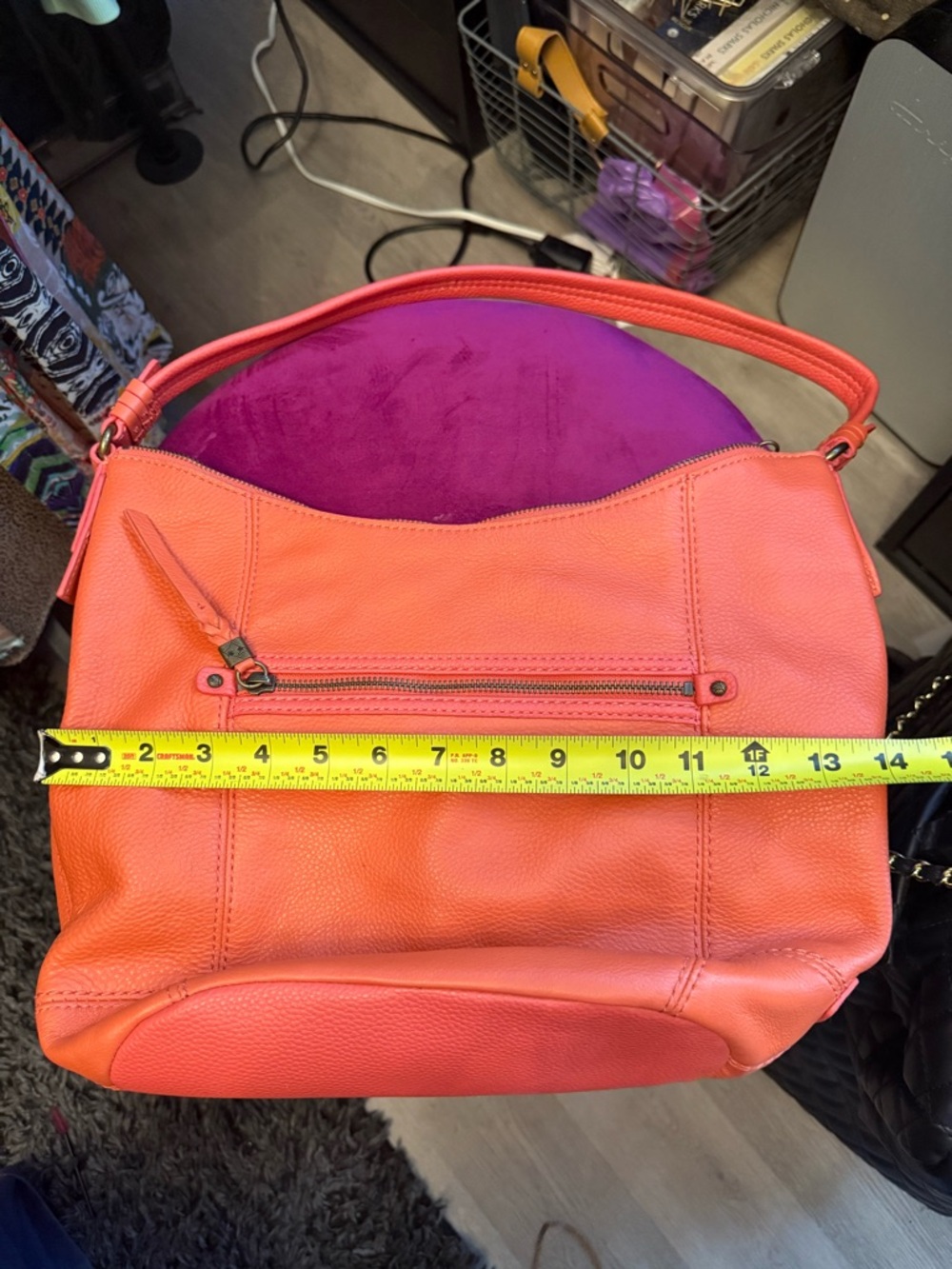 The Sak Orange Pebbled Leather Shoulder Bag - Picture 6 of 12